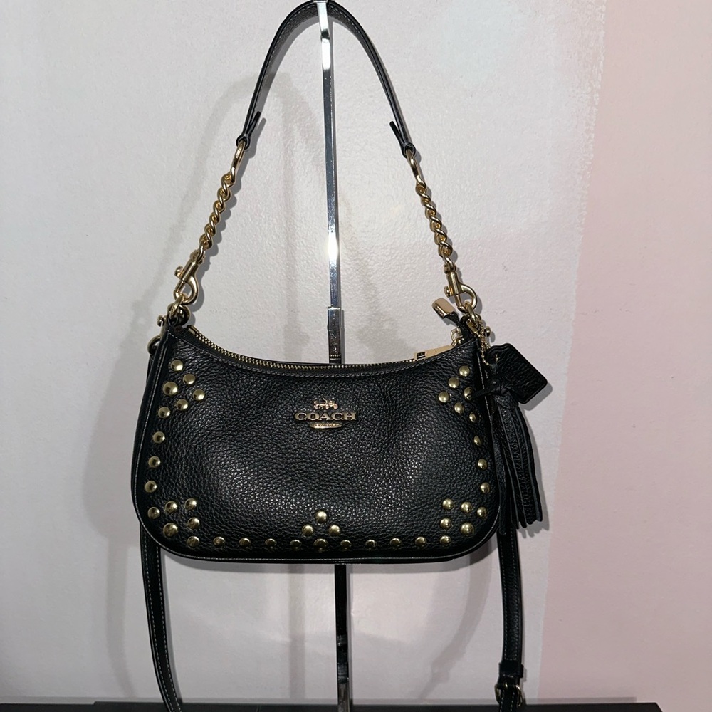 Coach Teri Shoulder Bag with Rivets EUC Black
